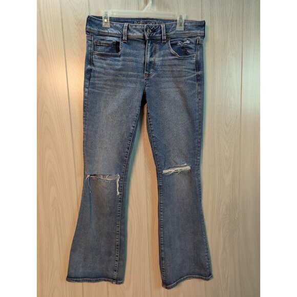 American Eagle Kick Boot Women's Jeans Medium Wash Super Stretch Size 12 Regular - Picture 1 of 12